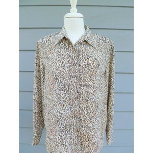 Vintage cheetah print long sleeve blouse